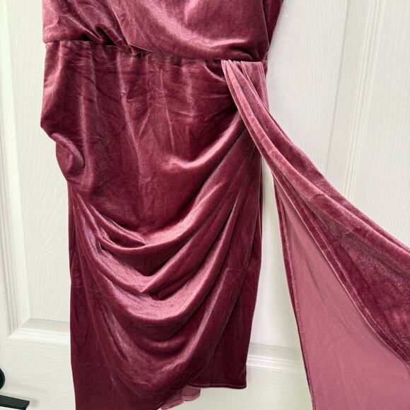 Lulus New Mauve Velvet Tulip Cowl Neck Mini Dress Women's Size Medium - Picture 11 of 16